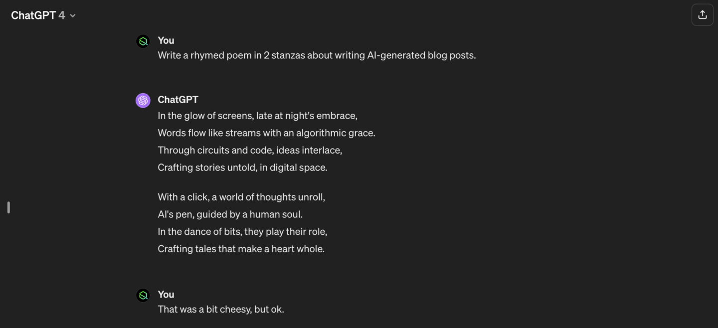 poem about AI-generated content