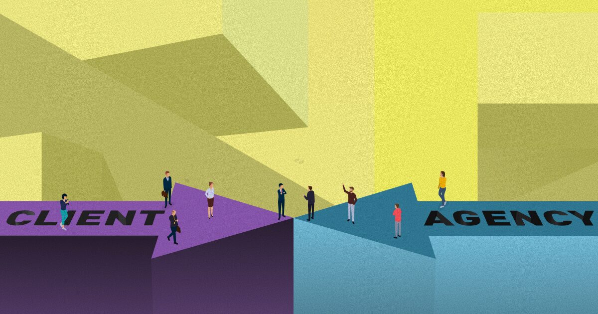 graphics depicting client-agency collaboration