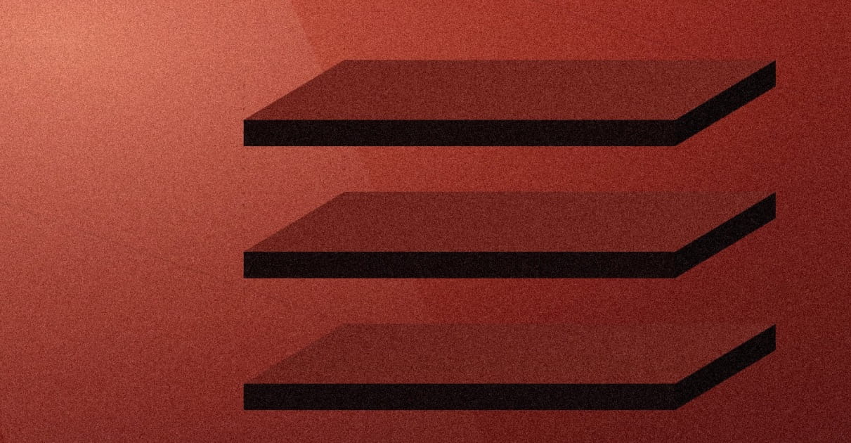 Abstract red hero image with layered black shapes representing the structured foundations of spec-first development.